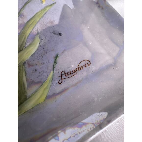 Gorgeous Iridescent Hand Painted Bee & Flower Serving...